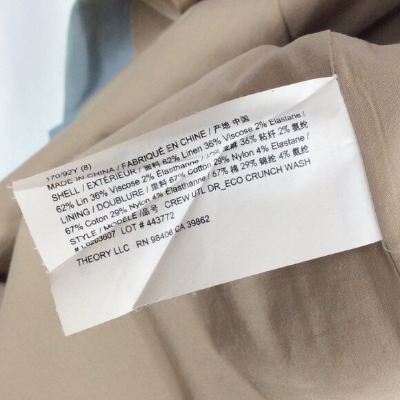 Theory Short Sleeve Utility Dress Womens Size 8 Eggshell Blue MISSING BELT STAIN - Picture 14 of 14